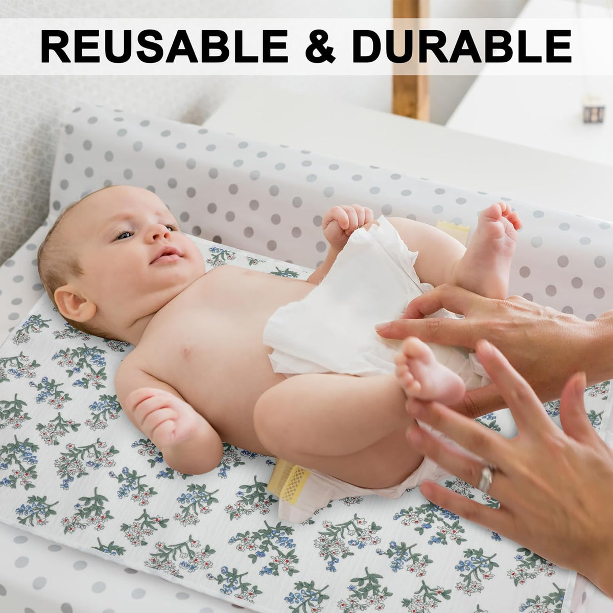 Baby Diaper Changing Pad, 19.7"x25.6" Waterproof Changing Pad Liners with 100% Muslin Cotton Front