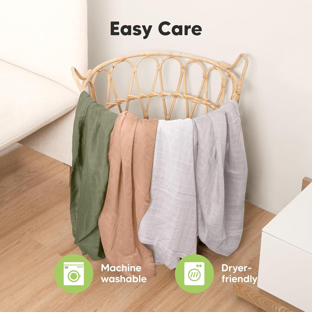 4-Pack Muslin Swaddle Blankets for Boys, Girls - Organic Baby Swaddles for Newborns, Soft &