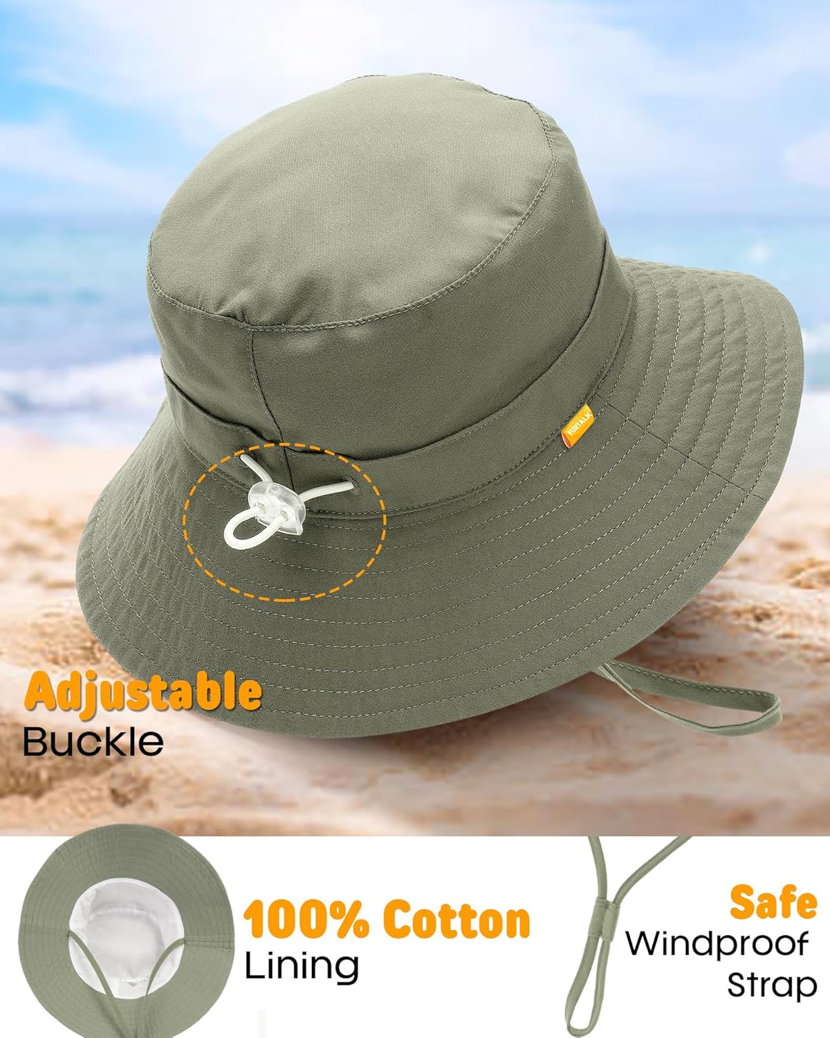 FURTALK Baby Sun Hat Smile Face Toddler Boys Girls Bucket Hat 0-5 Years Kids UPF 50+ Sun Protection