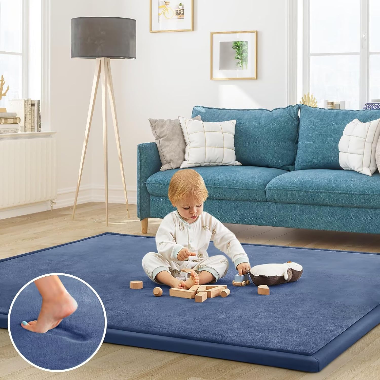 Baby Play Mat for Floor Tummy Time Nursery Rug Muscle Area Rug Playroom Rug Tatami 50 * 50" Memory