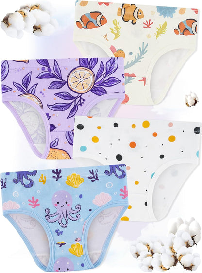 Girls' Underwear,Soft Cotton Tagless Panties for Toddlers' & Little Kids Comfort,Breathable