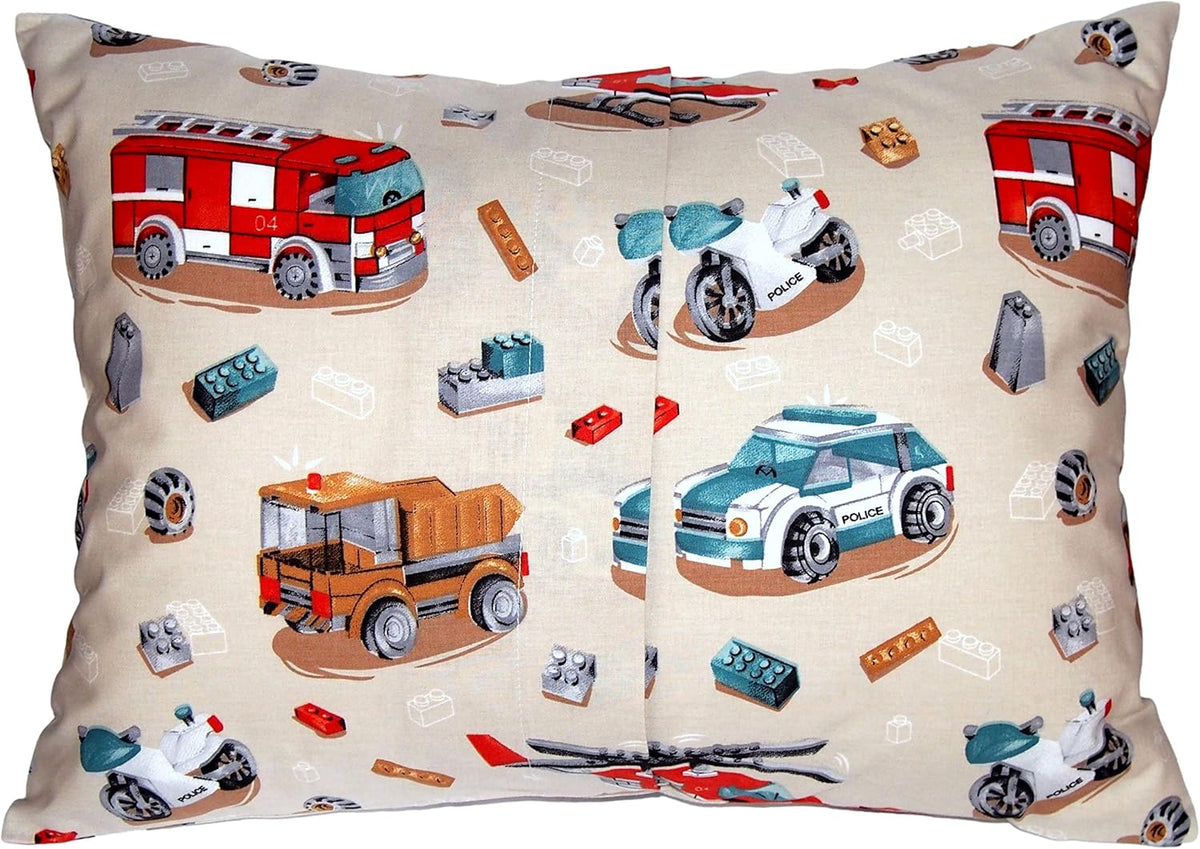Cotton Toddler Pillowcase 13 x 18 - Police Pillow Case for Kids, Small Travel Pillow Case Toddler