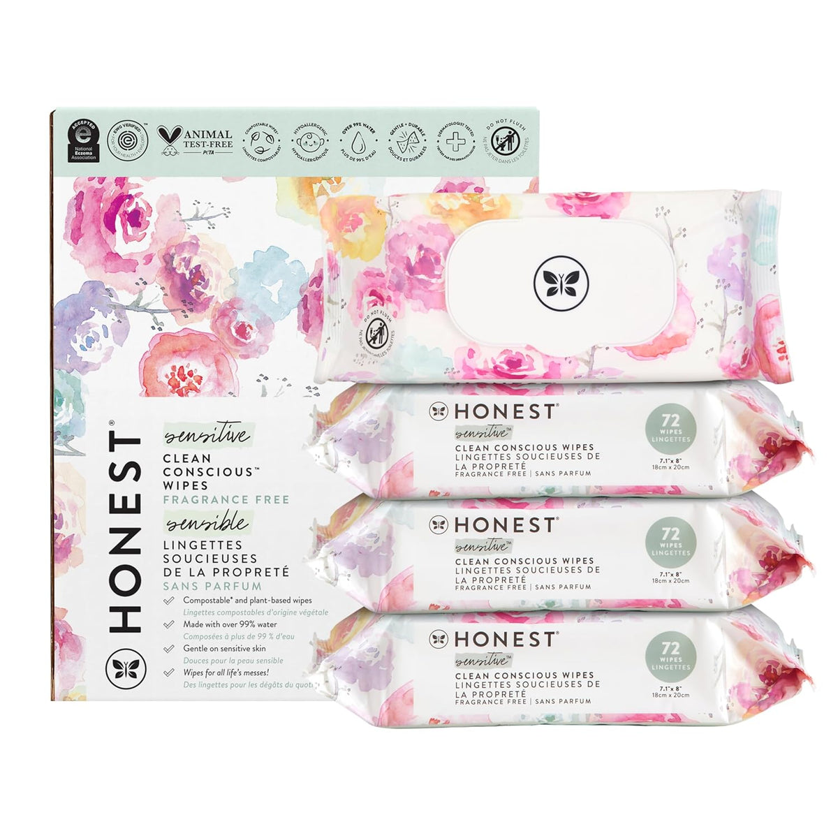 The Honest Company Clean Conscious Multi-Use Wipes | Hypoallergenic + Unscented for Sensitive Skin