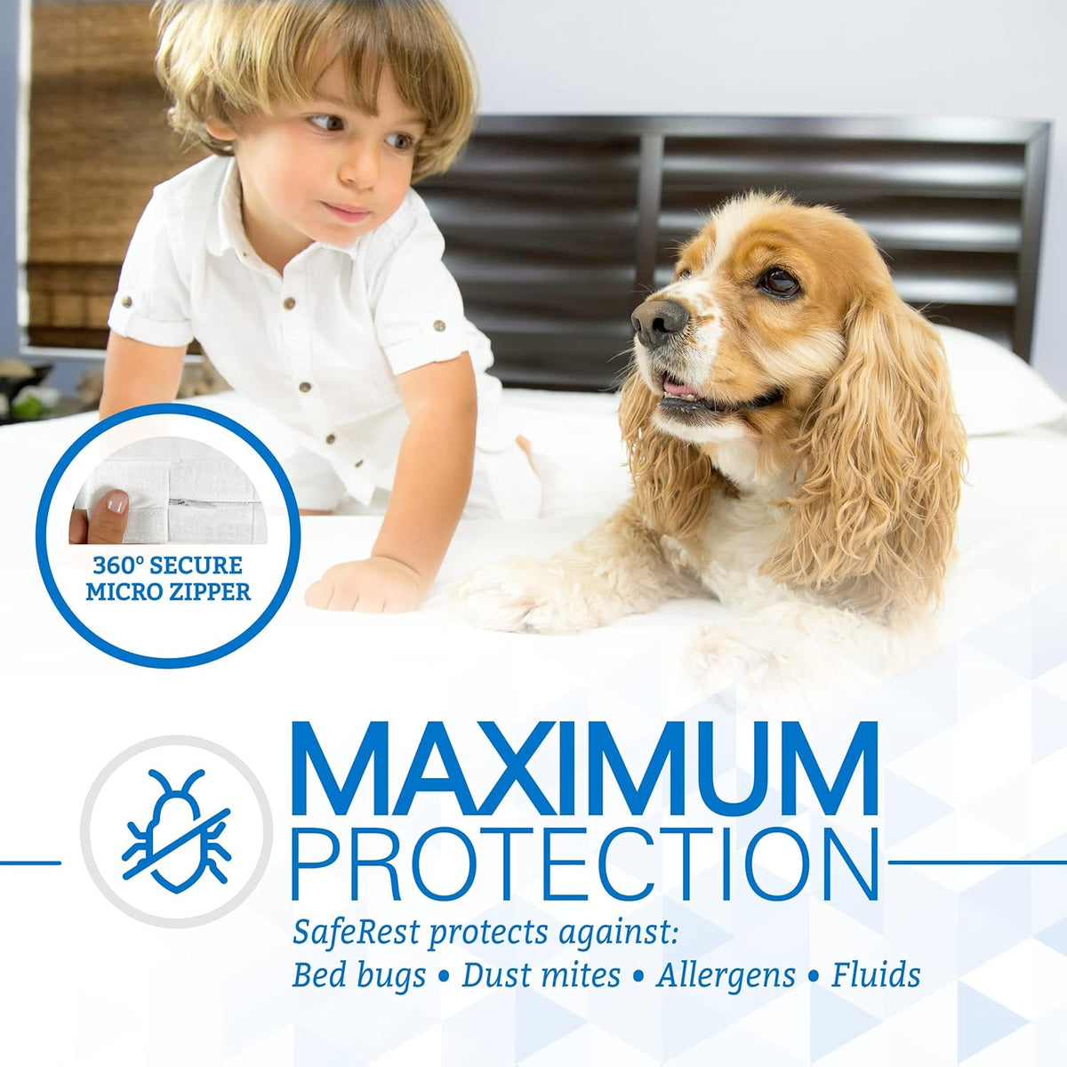 SafeRest Zippered Mattress Protector - Premium 15-18 Inch Waterproof Mattress Cover for Bed