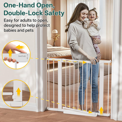 InnoTruth 27-36.6 in Wide Baby Gate for Stairs and Doorways, White