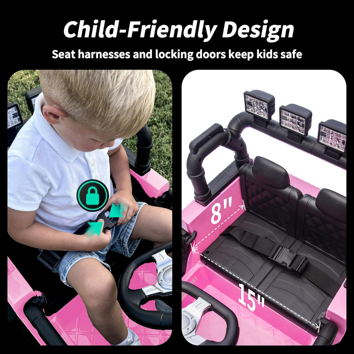 4WD Kids Ride on Car Truck, 12V 7Ah Kids Electric Vehicles Car Ride on Toy for Toddlers with Remote