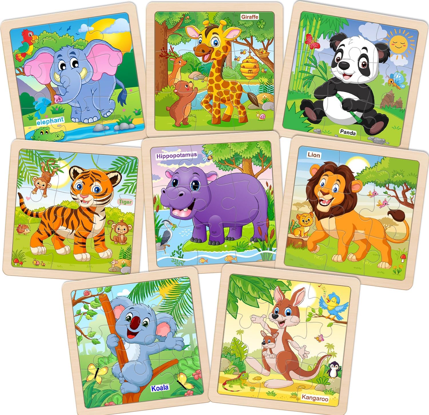 Wooden Puzzles for Toddlers 2-4, 9 Pieces Animal Jigsaw Puzzles for Kids Ages 3-5, Preschool