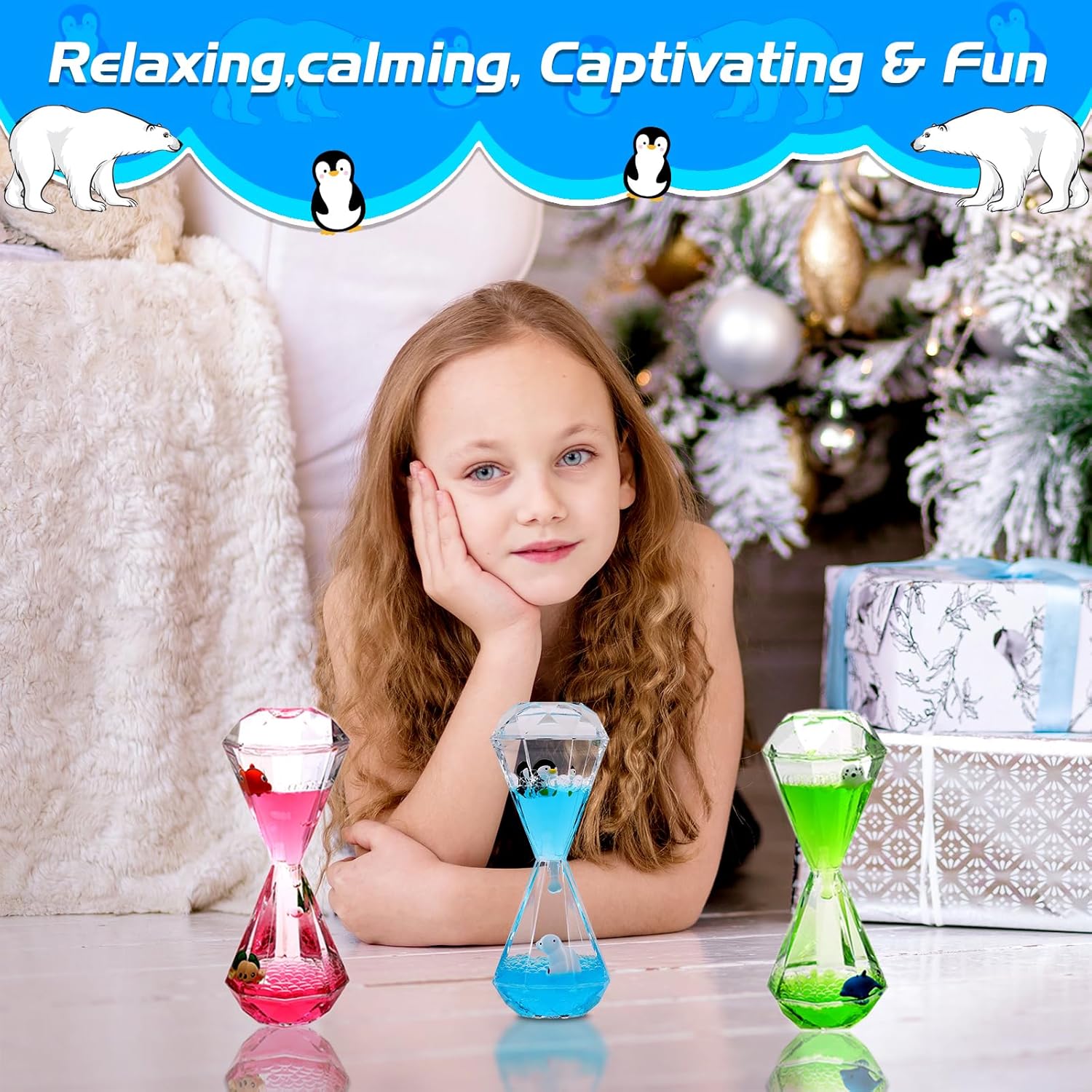 XINBAOHONG Liquid Motion Bubbler for Kids and Adults Hourglass Liquid Bubbler Timer for Sensory