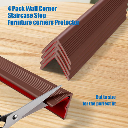 Wall Corner Protectors 4 Pack,1.57x1.57x23.62x0.12 inch PVC Double Side Proof Corner Guards for