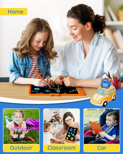 TEKFUN Toys for Girls Boys 10IN LCD Writing Tablet, Magic Doodle Board with Anti-Lost Stylus, Mess