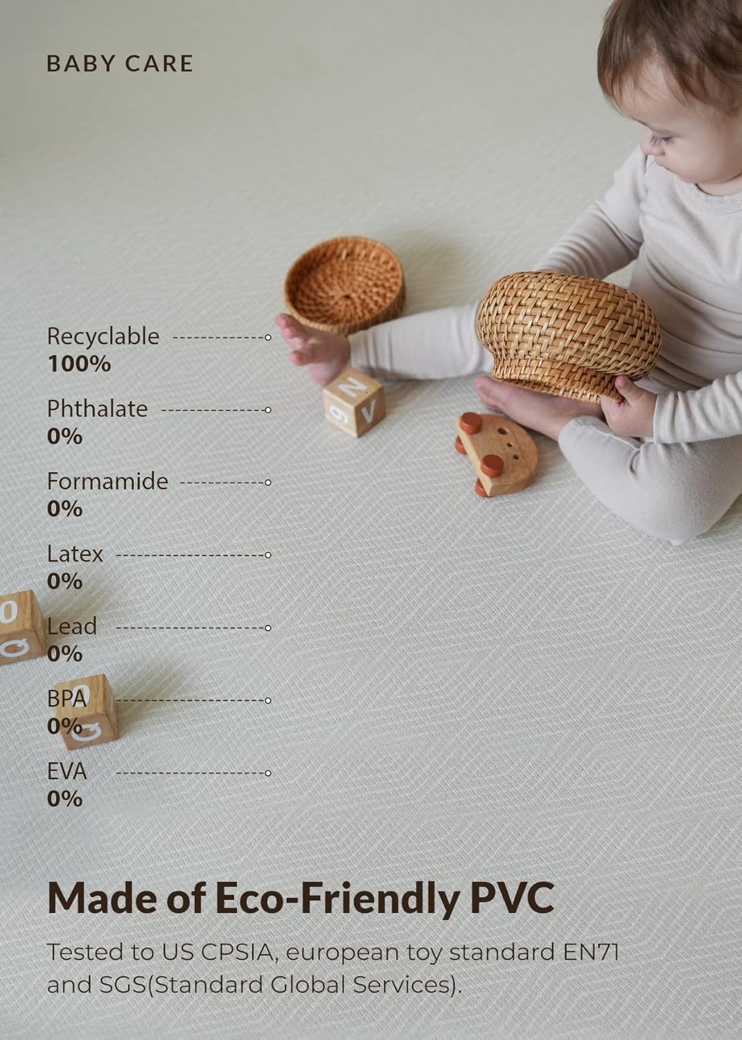 Baby Care Play Mat (Medium, Hygge - Aztec & Arbor) 73" x 49" Original One-Piece Reversible Rollable