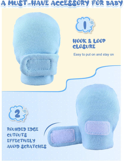Newcotte 12 Pairs Adjustable Preemie Baby Mittens No Scratch Newborn Cotton Breathable Gloves Warm