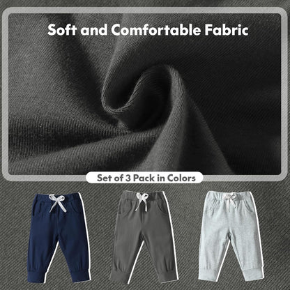 DREAM BUS Pack of 3 Toddler Jogger Pants with Pocket Toddler Boy Sweatpants Baby Boy Pants Infant