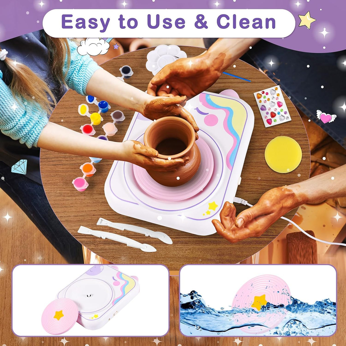 Pottery Wheel for Kids，Art Supplies Arts & Crafts Kit, Crafts Toys for Girls 8-12, Pottery Studio