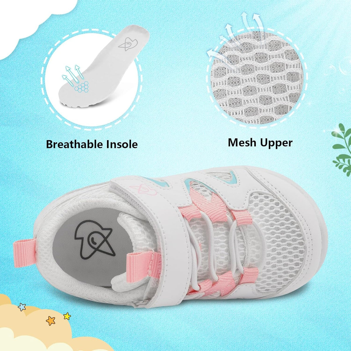 LeIsfIt Baby Shoes Boys Girls First Walking Shoes Non-Slip Toddler Breathable Sneakers Infant