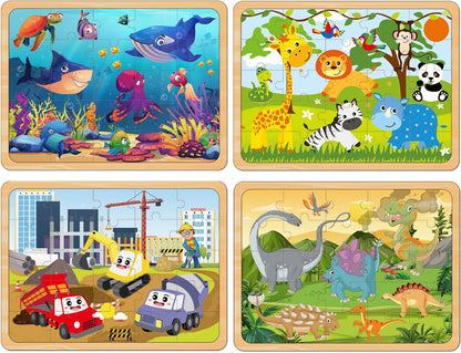Puzzles for Kids Ages 4-6, Set of 4 Packs with 24-Piece,Preschool Educational Brain Teaser Toys for