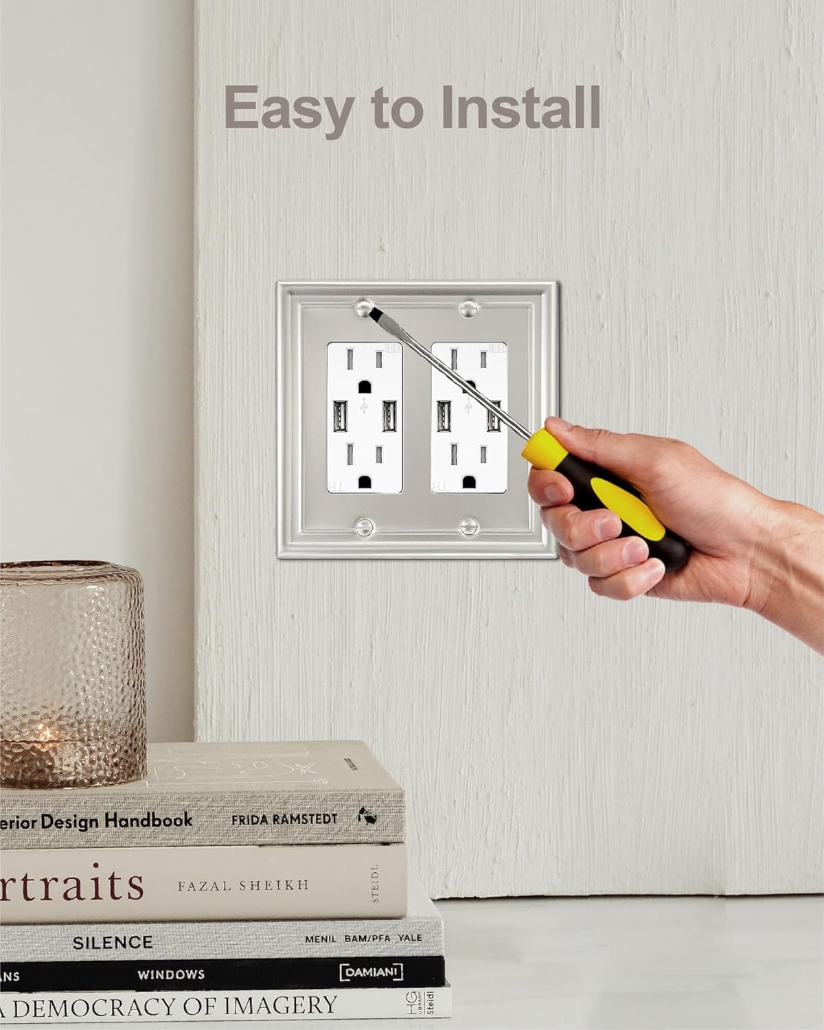 2-Pack Double Decorator Wall Plate, Satin Nickel Eletrical Outlet Cover Plate for Receptacle