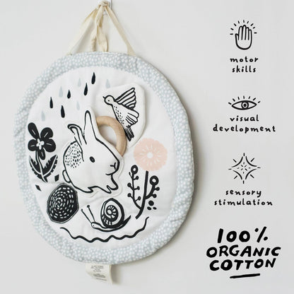Wee Gallery Meadow Activity Pad Organic Baby Play Mat with Sensory Toys, High Contrast Newborn