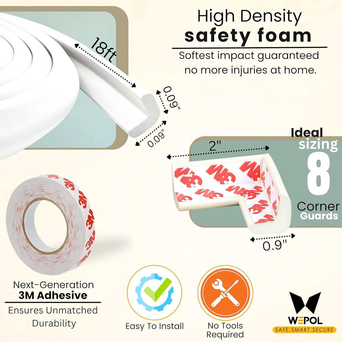 Table Edge Protector for Baby Proofing (18ft Edge+8 Corners) Baby Proof Corners and Edges Guard