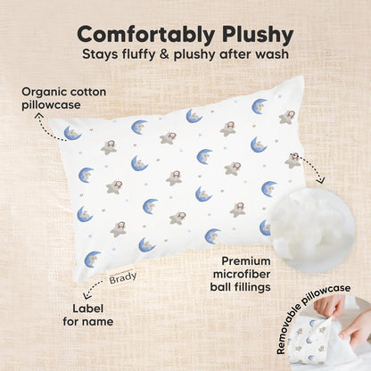 Mini Toddler Pillow with Pillowcase - 9x13 My Little Dreamy Travel Kids Pillow for Sleeping