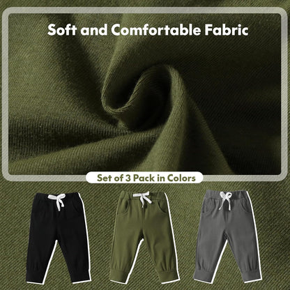 DREAM BUS Pack of 3 Toddler Jogger Pants with Pocket Toddler Boy Sweatpants Baby Boy Pants Infant