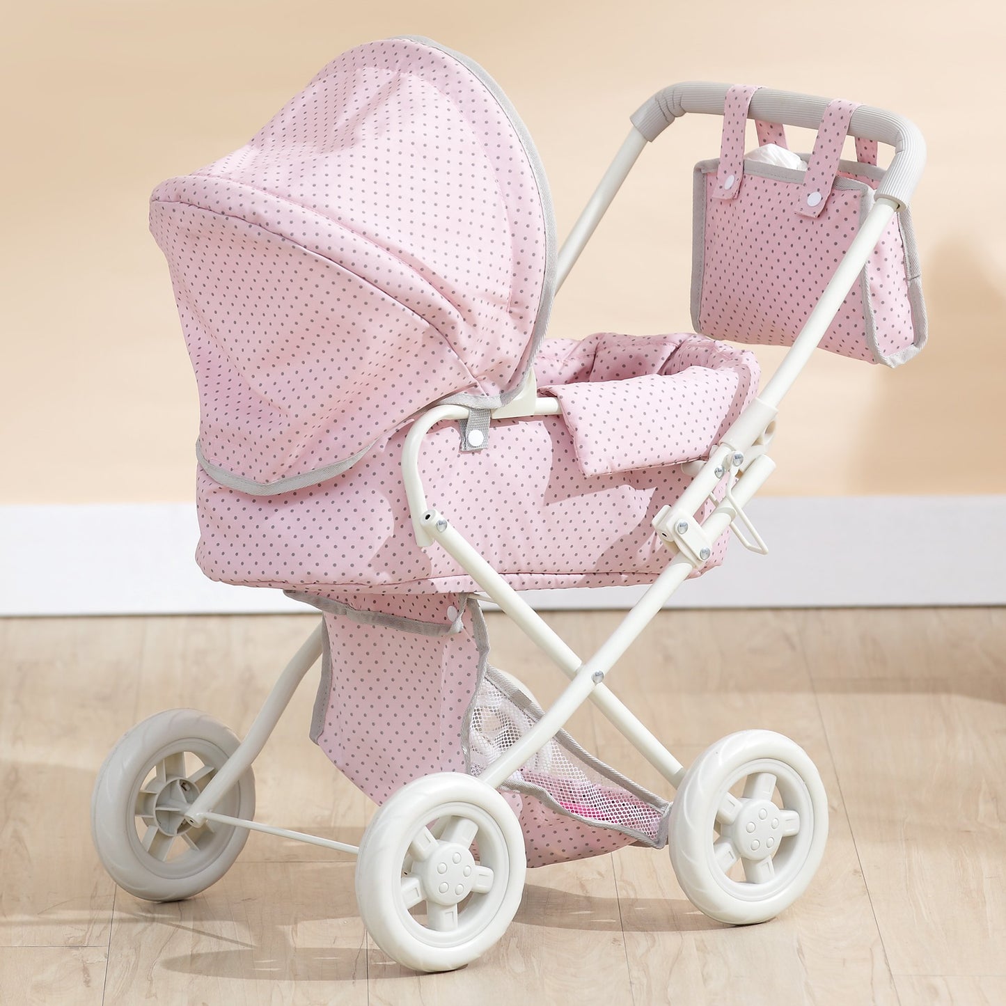 Olivia's Little World Buggy-Style Baby Doll Stroller with Retractable Canopy, Storage Underneath