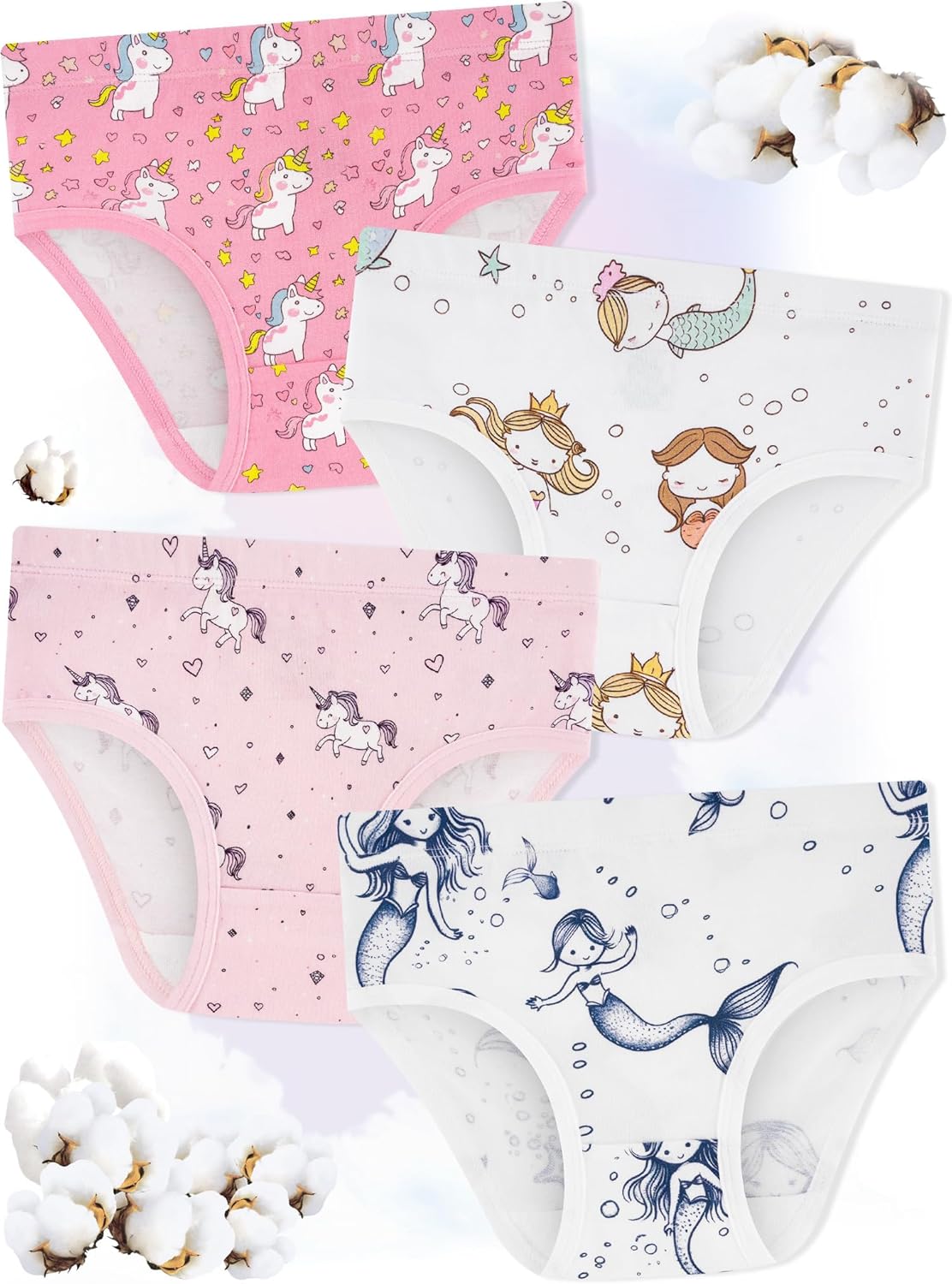 Girls' Underwear,Soft Cotton Tagless Panties for Toddlers' & Little Kids' Comfort,Breathable