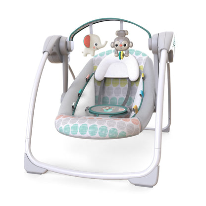 Bright Starts Portable Automatic 6-Speed Baby Swing with Adaptable Speed, Taggies, Music