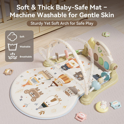 YOULEBITOYS Baby Play Gym Mat - Funny Play Piano Activity Playmat with 5 Infant Learning Detachable