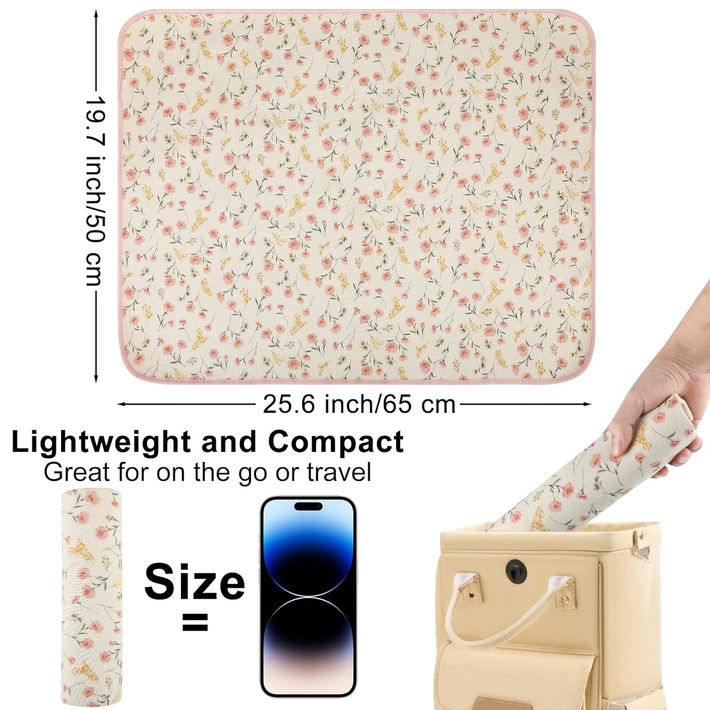 Baby Diaper Changing Pad, 19.7"x25.6" Waterproof Changing Pad Liners with 100% Muslin Cotton Front