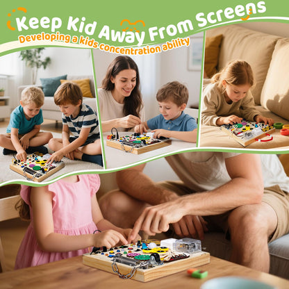 Montessori Wooden Busy Board Toys for 1 2 3 Boys Girls,Toddler Sensory Educational Fidget Board