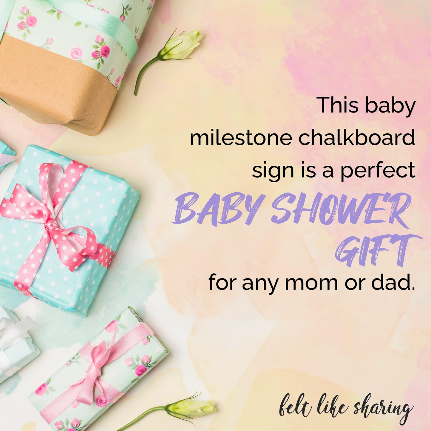 Felt Like Sharing Baby Milestone Chalkboard Sign (12”x16”, 3 Markers)