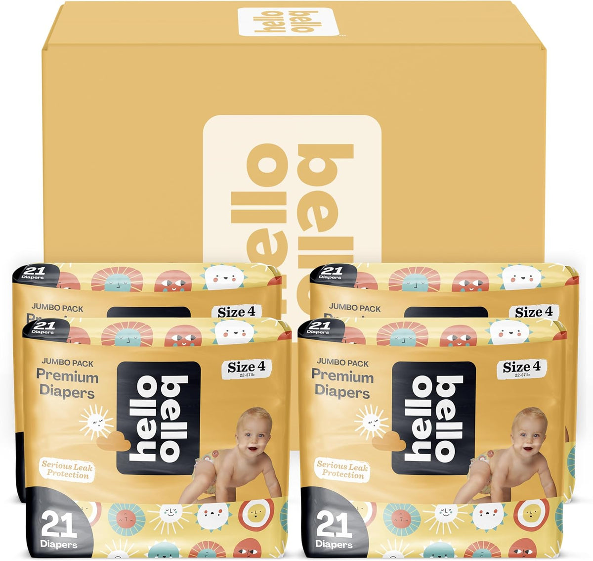Hello Bello Premium Diapers Size 4, 84 Count Disposable, Extra-Absorbent, and Hypoallergenic Baby