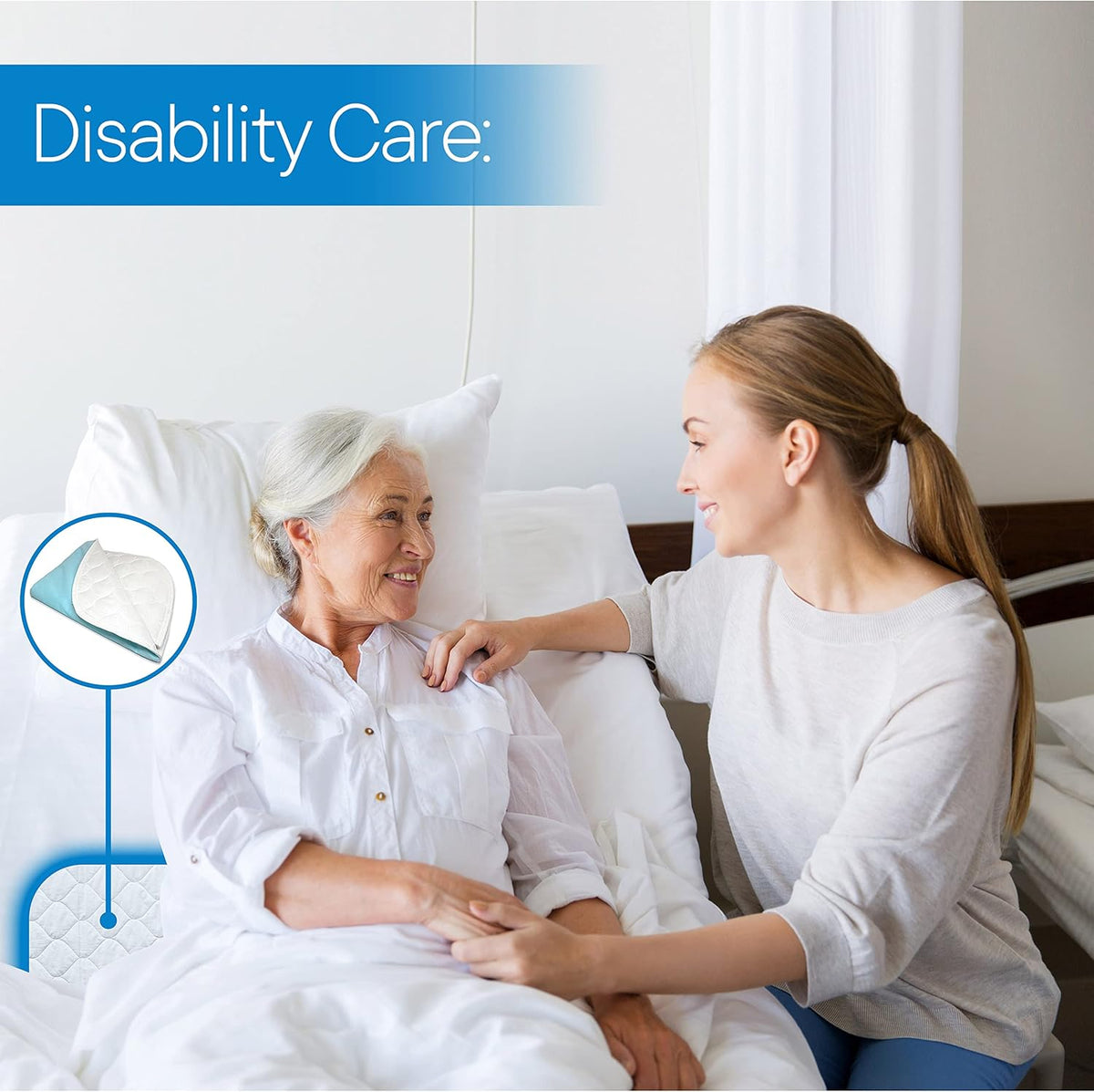 RMS Ultra Soft 4-Layer Washable and Reusable Incontinence Bed Pads with 4 Convenient Handles to