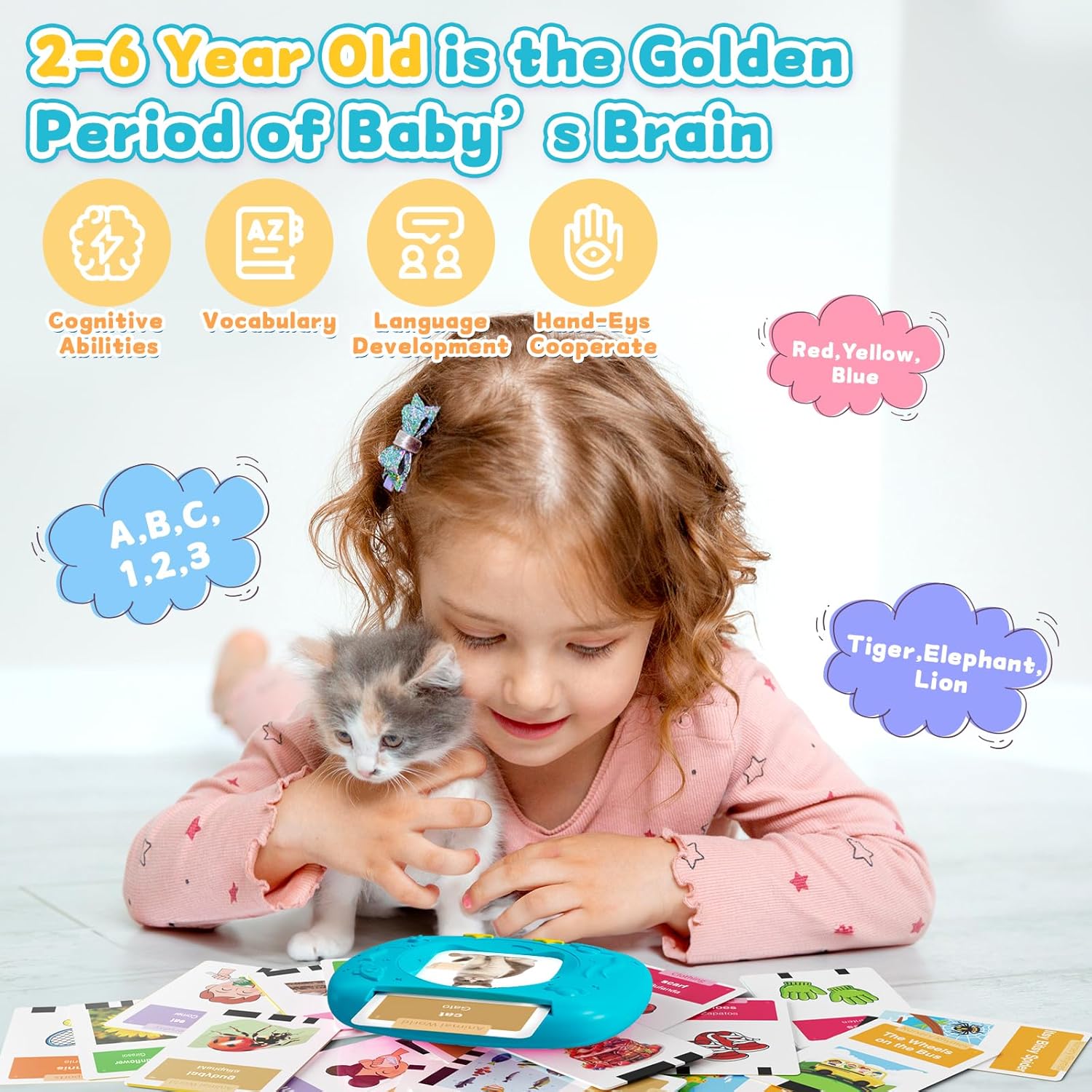 Toddlers Bilingual Spanish & English Talking Flash Cards with 288 Sight Words, Speech Therapy Toys