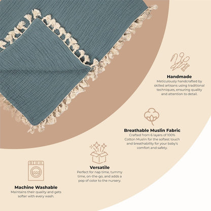 Crane Baby Muslin Swaddle Blanket, Soft Cotton Lightweight Nursery and Stroller Blanket for Baby