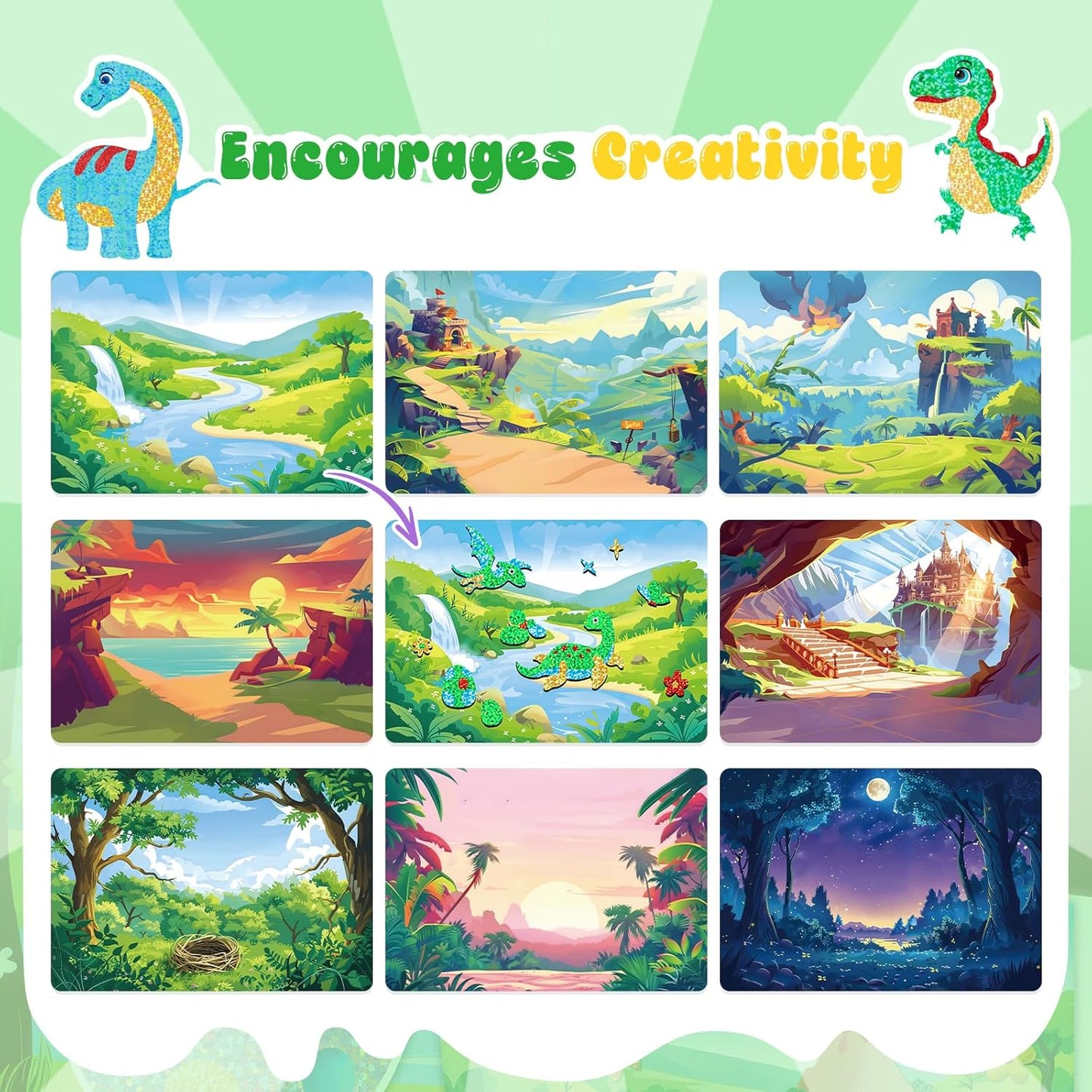 homicozy Art & Craft Activity for Kids-Foil Fun Dinosaur,No Mess Art Crafts for Girls,DIY Foil Foam