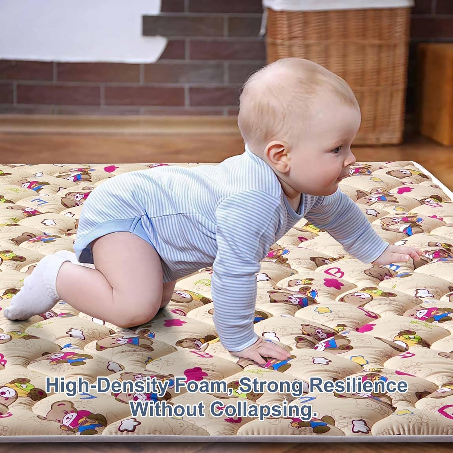 Vibe Bear Baby Play Mat - 79" X 71",Premium Thicker Foam One-Piece Crawling Mat, Extra Large