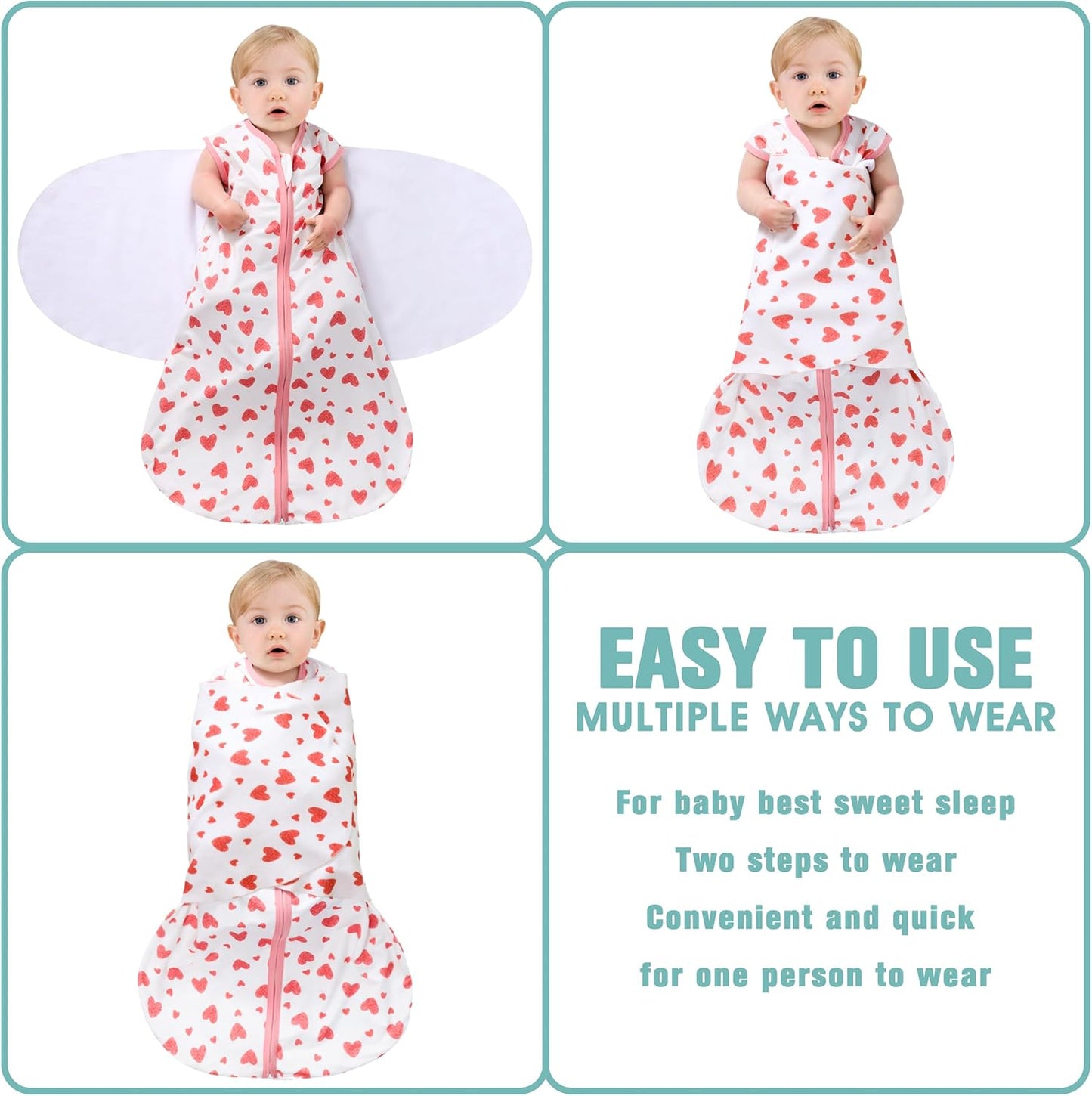 Newborn Sleep Sack Baby Swaddle,Swaddle me 3-6 Month,3-Way Adjustable Wearable Blanket,100% Rayon