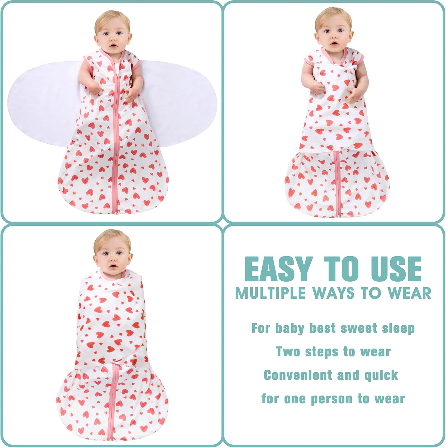 Newborn Sleep Sack Baby Swaddle,Swaddle me 0-3 Month,3-Way Adjustable Wearable Blanket,100% Rayon