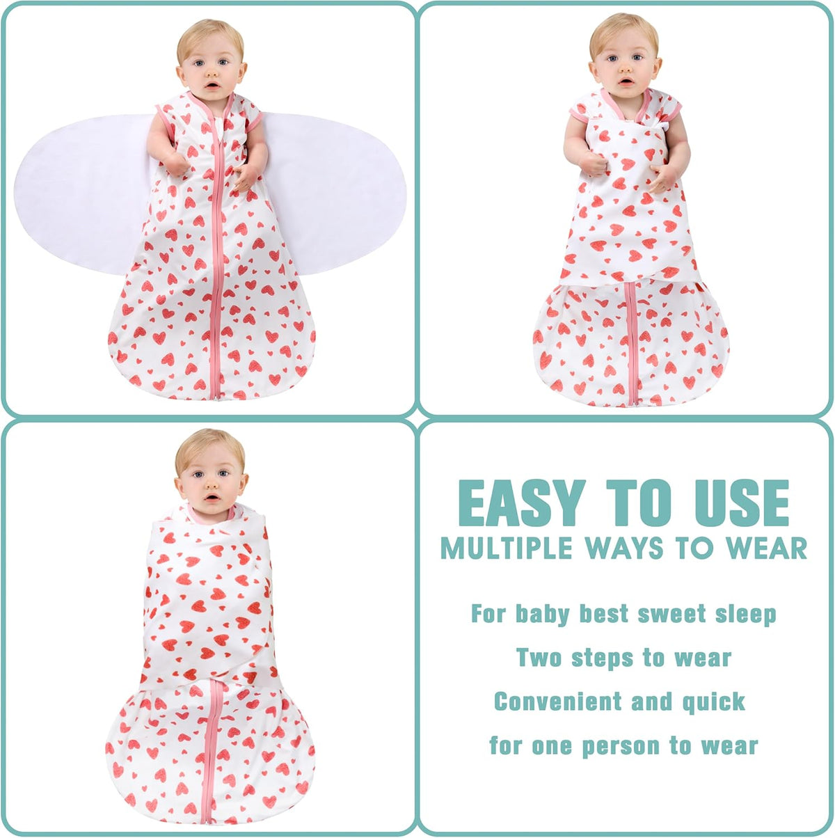 Newborn Sleep Sack Baby Swaddle,Swaddle me 6-12 Month,3-Way Adjustable Wearable Blanket,100% Rayon
