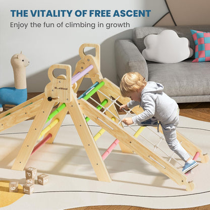 BlueWood 2024 8-in-1 Pikler Triangle Climbing Set Toddler Toys Indoor Baby Jungle Gym Climber