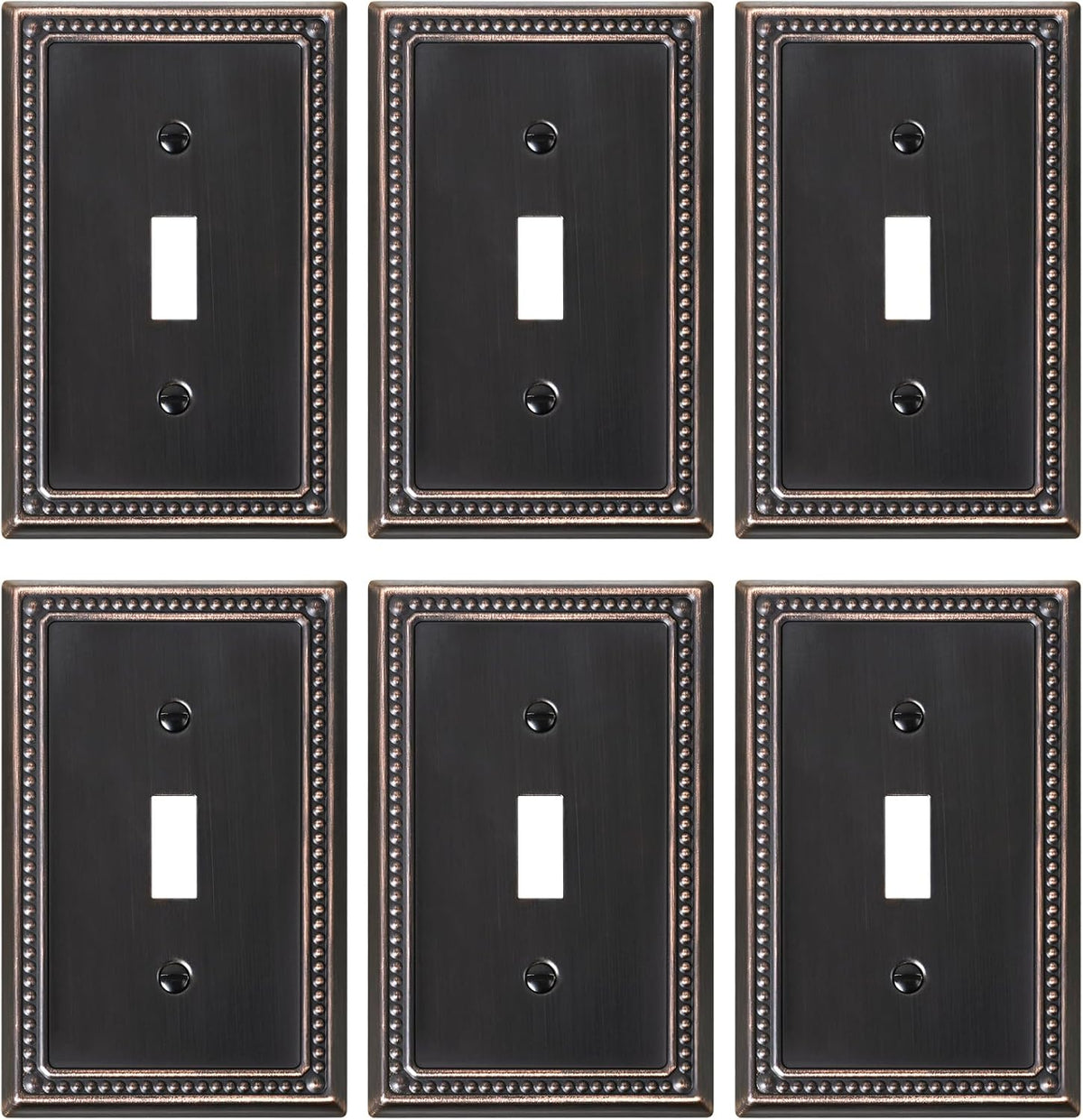 6-Pack Single Toggle Light Switch Cover Plate, Pearls Decorative Switch Plate Covers, Aged Bronze 1