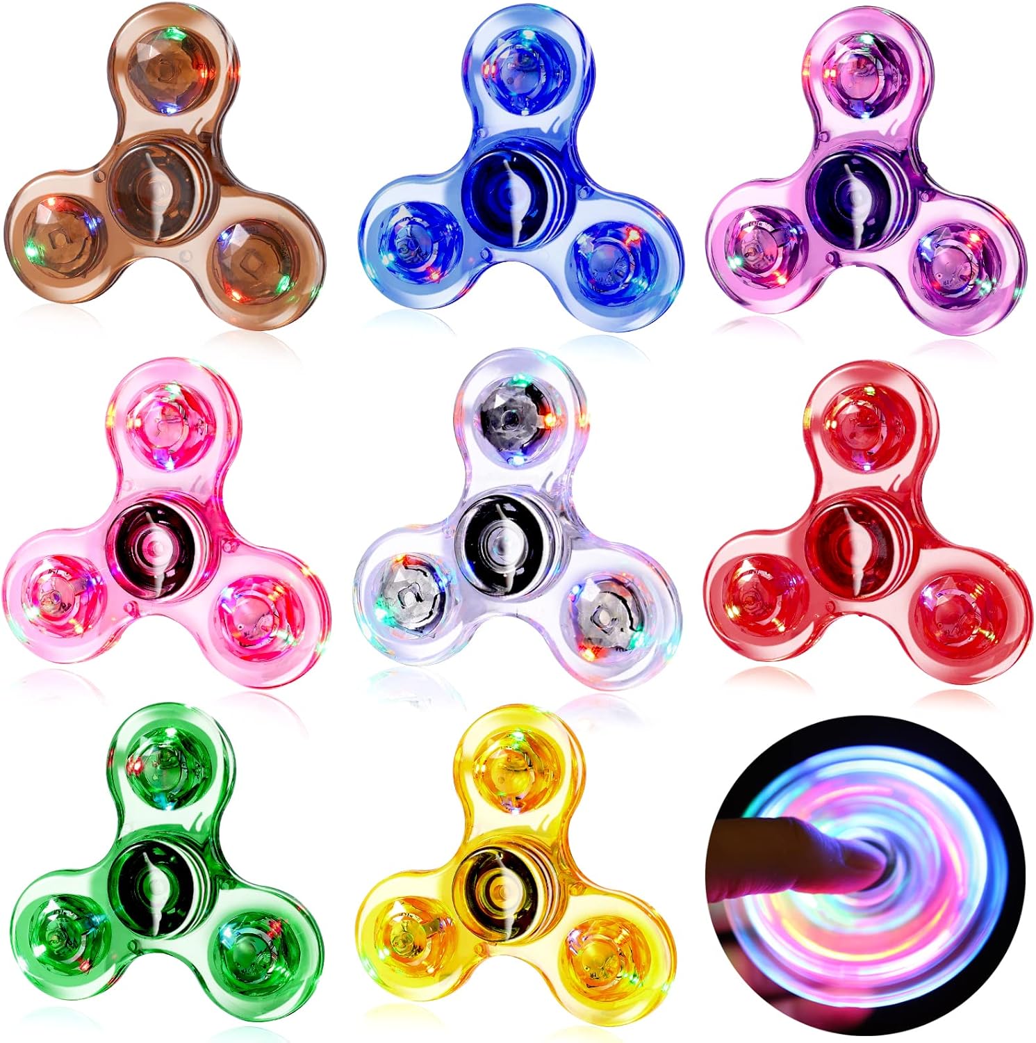 Gigilli 8 Pack Fidget Spinners for Kids 8-12, Light up Party Favors Stress Relief Fidget Toys Bulk
