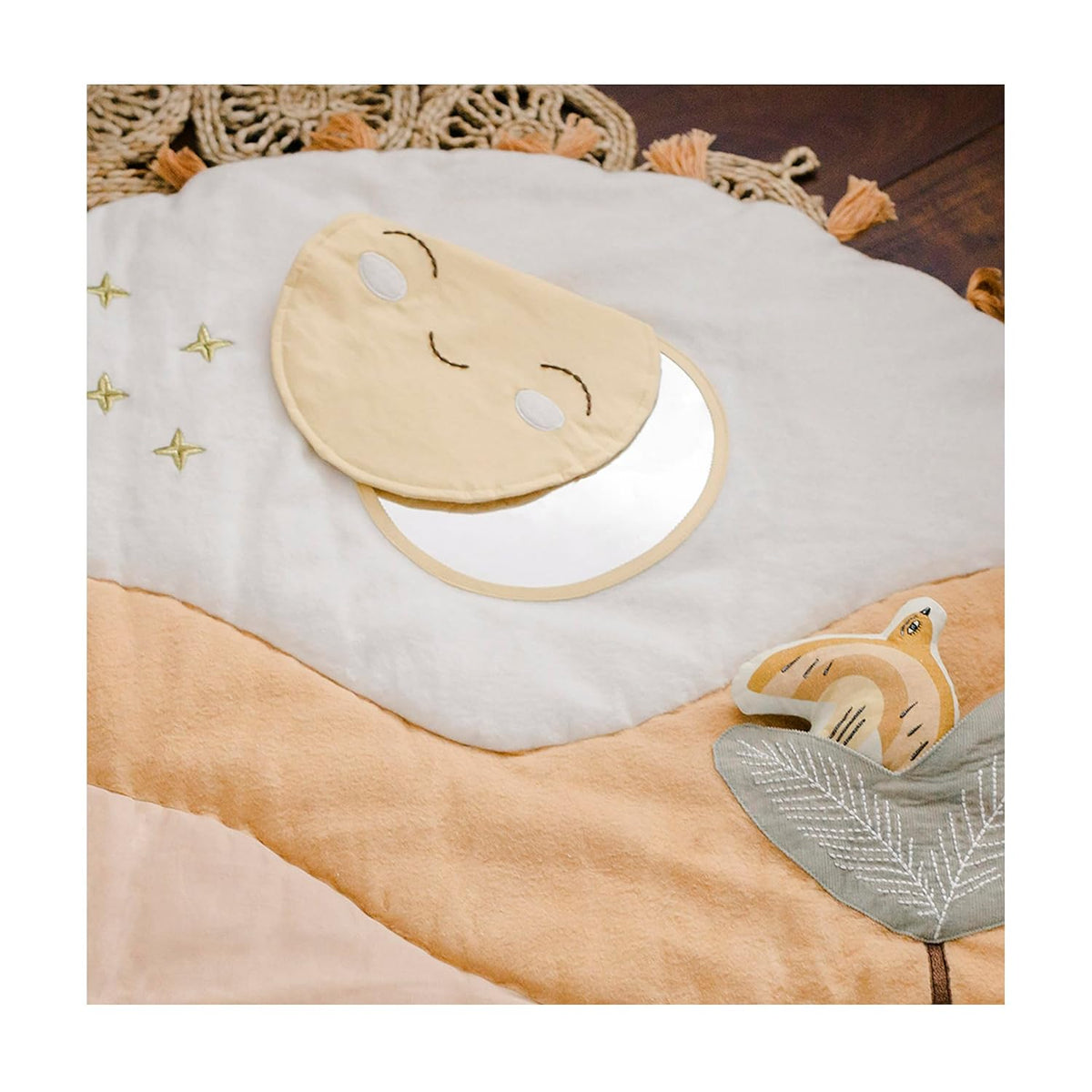 Crane Baby Activity Mat with Interactive Toys, Safari Zoo Themed Tummy Time Floor Mat, 36x36