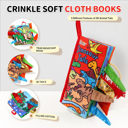 Jollybaby Baby Books 0-6 Months, Touch and Feel Crinkle Soft Cloth Books for Infants Babies