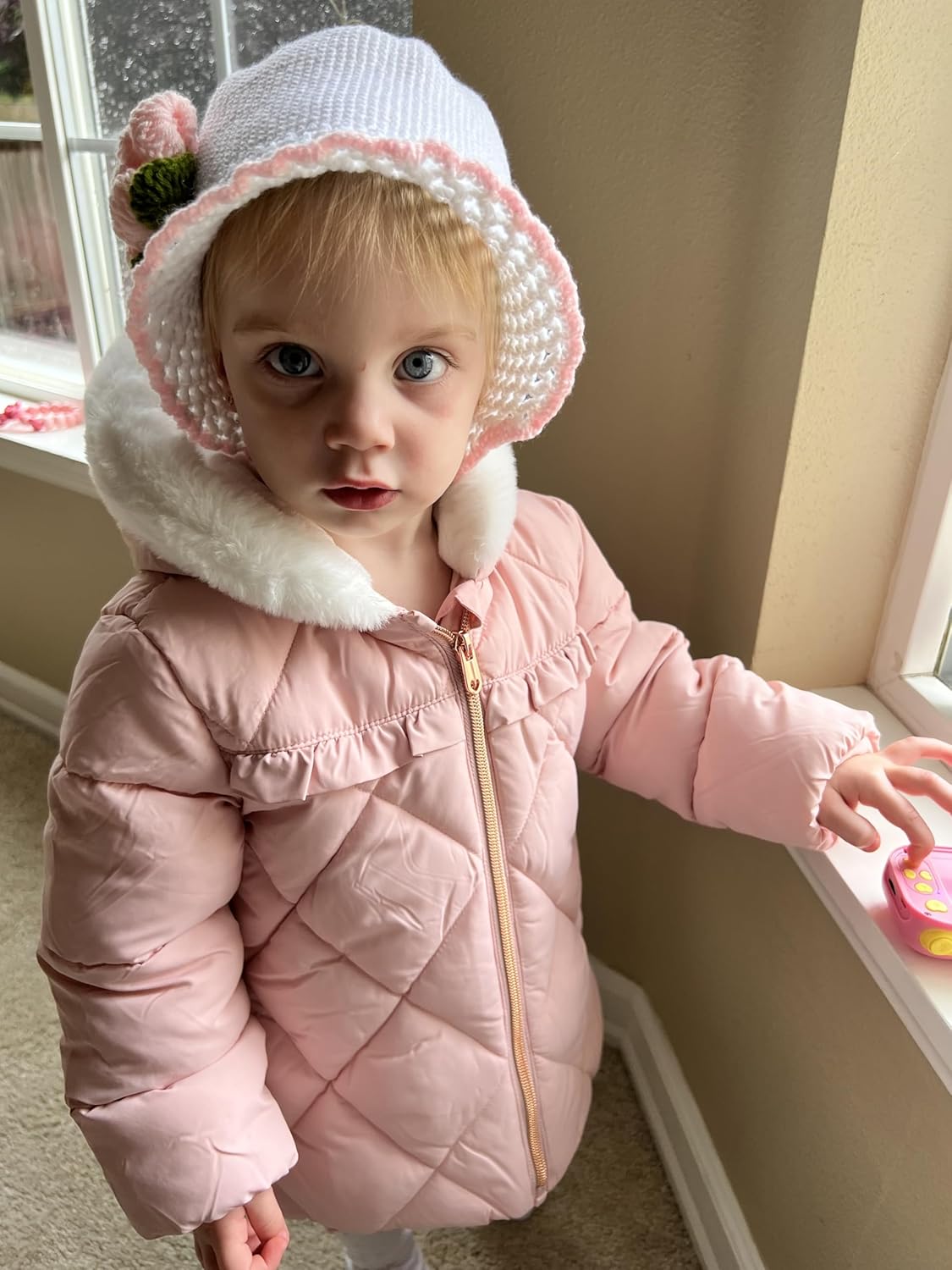 Rokka&Rolla Baby Girls' Water-Resistant Puffer Jacket Hooded Winter Coat with Soft Mini Fur Lining