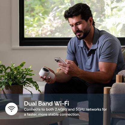Luna 2K Indoor Cameras for Home Security, 2.4GHz & 5GHz WiFi, 360-Degree Pan-Tilt, Built-in