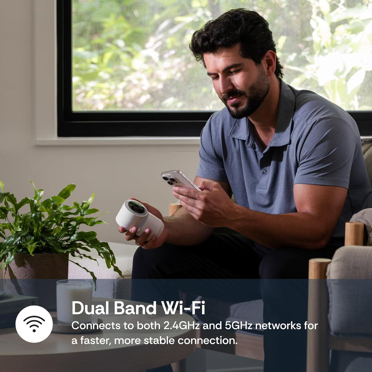 Luna 2K Indoor Cameras for Home Security, 2.4GHz & 5GHz WiFi, 360-Degree Pan-Tilt, Built-in