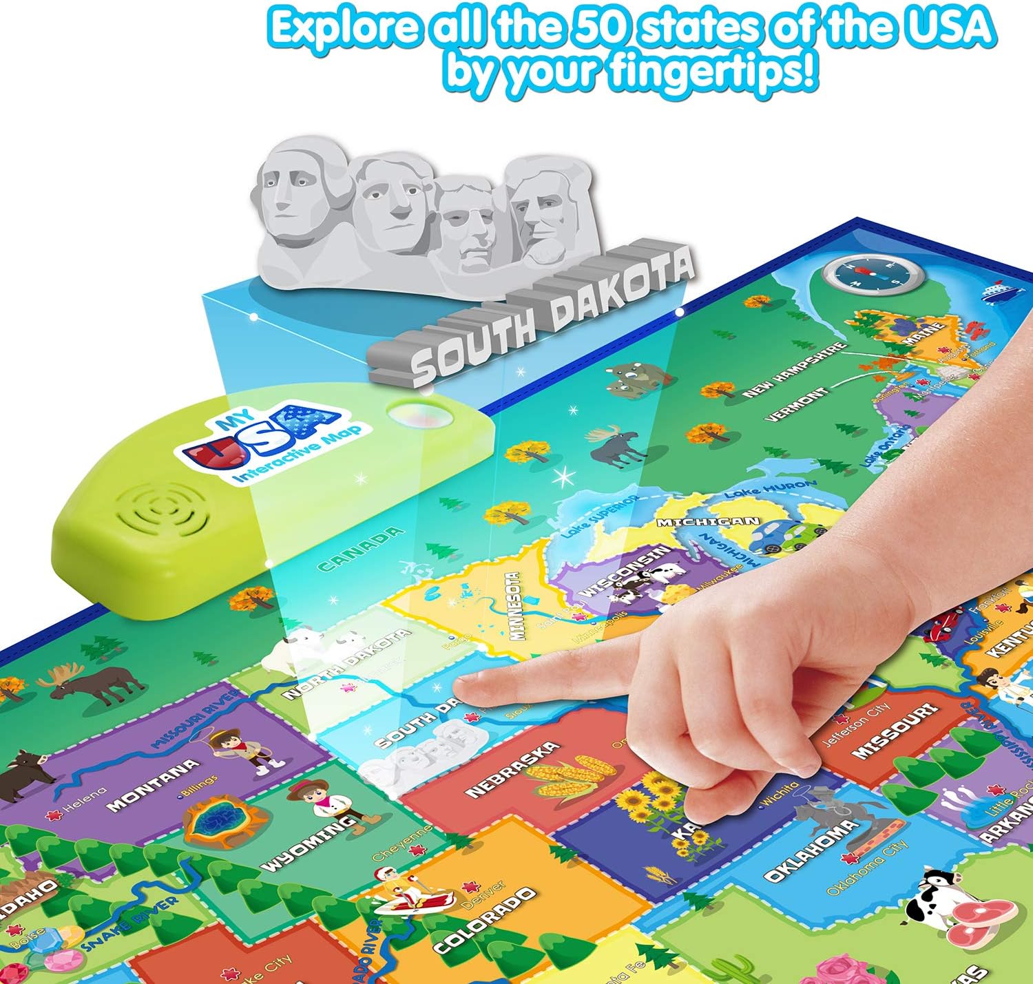 BEST LEARNING i-Poster My USA Interactive Map - Educational Talking Toy for Kids of Ages 5 to 12